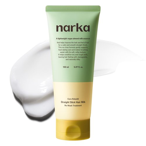 NARKA Leave-In Conditioner Hair Milk – Heat Protectant 392°F (200°C), Anti-Frizz Smoothing Cream, Split End Repair, Lightweight Non-Greasy Hydrating Hair Serum (150ml / 5.07 fl oz.)