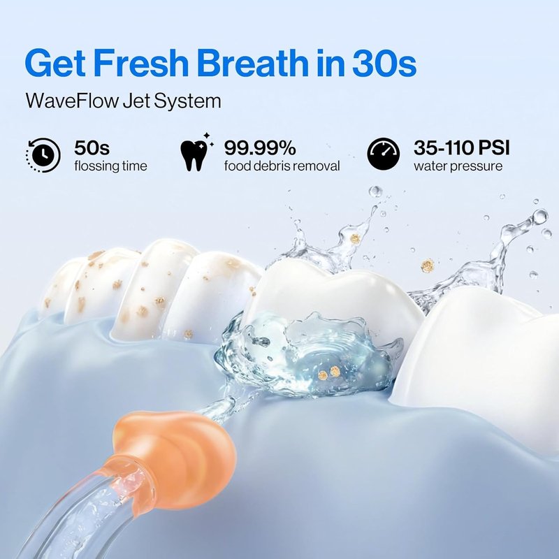 Usmile C10 Portable Water Flosser - Travel-Friendly Design, 95-Day Battery Life, 4 Modes, 180ml Tank | IPX7 Waterproof, Ideal for Braces & Sensitive Gums (White)