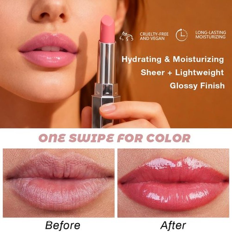 Evpct Girly Pink Honey Lipstick - Moisturizing Tinted Lip Balm for Hydrating Shine | Lightweight Color Gloss