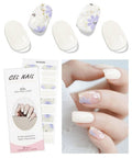 JMEOWIO Gel Nail Stickers Beige Purple Flower Semi Cured Strips Wraps UV/LED Supplies Art Design Decoration Accessories