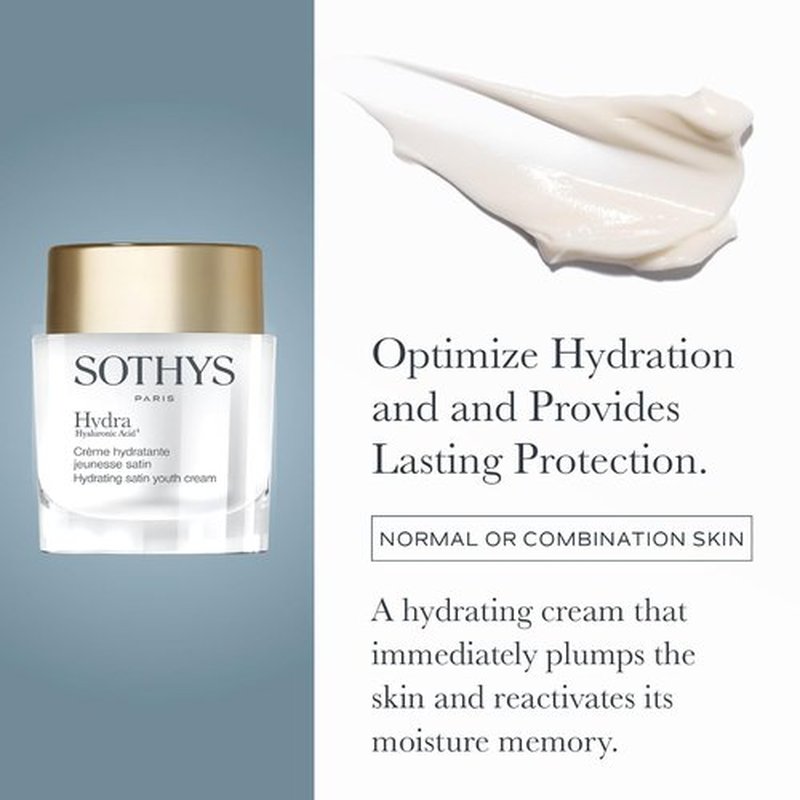 SOTHYS Hydrating Satin Youth Cream - Daily Face Moisturizer with Hyaluronic Acid for Normal/Combination Skin
