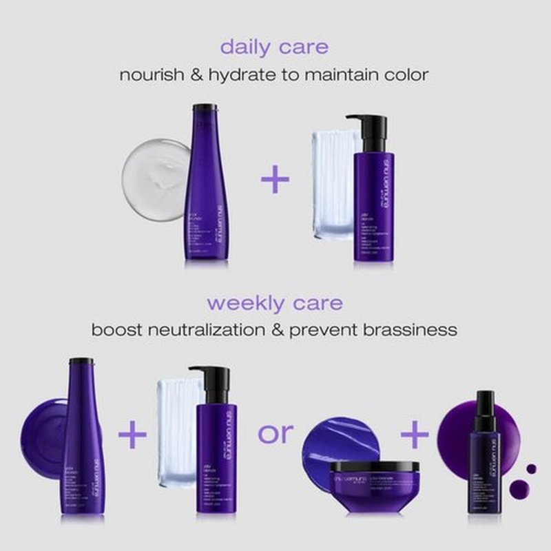 Shu Uemura Art of Hair Yubi Blonde Purple Shampoo - Color-Corrects Brassiness & Smooths Blonde Hair