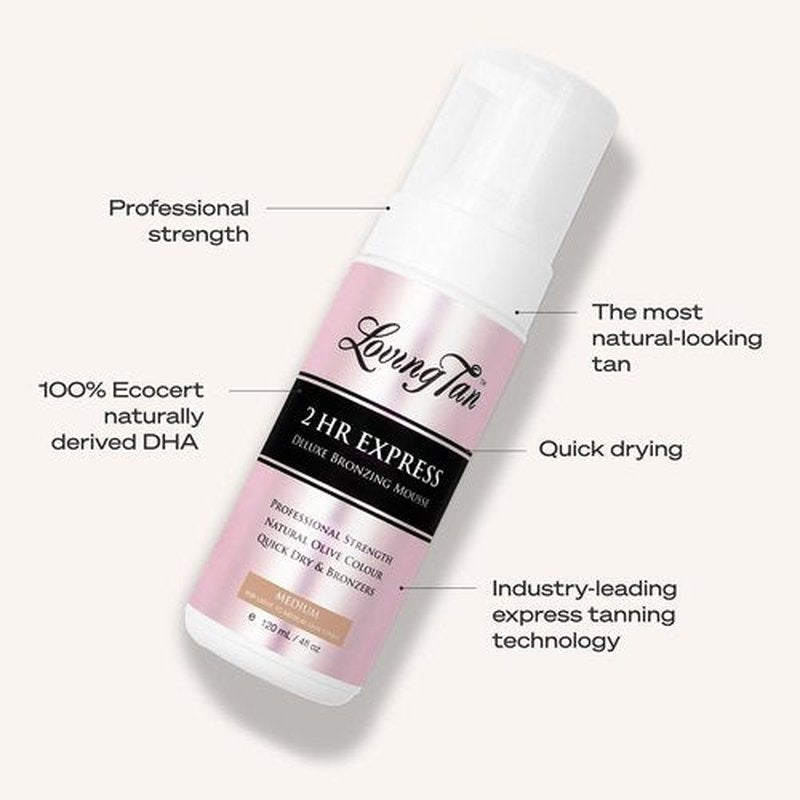Loving Tan 2 HR Express Self Tanning Mousse - Streak-Free, Natural Finish | Medium - 4 FL Oz, Cruelty-Free