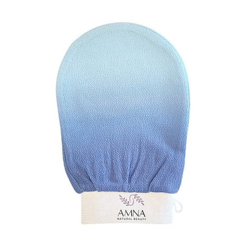 AMNA NATURAL BEAUTY Exfoliating Gloves | Exfoliating Kessa Glove | Kessa Hmmam Scrubbing Glove | Colorful Moroccan Exfoliating Gloves (Blue Gradient)