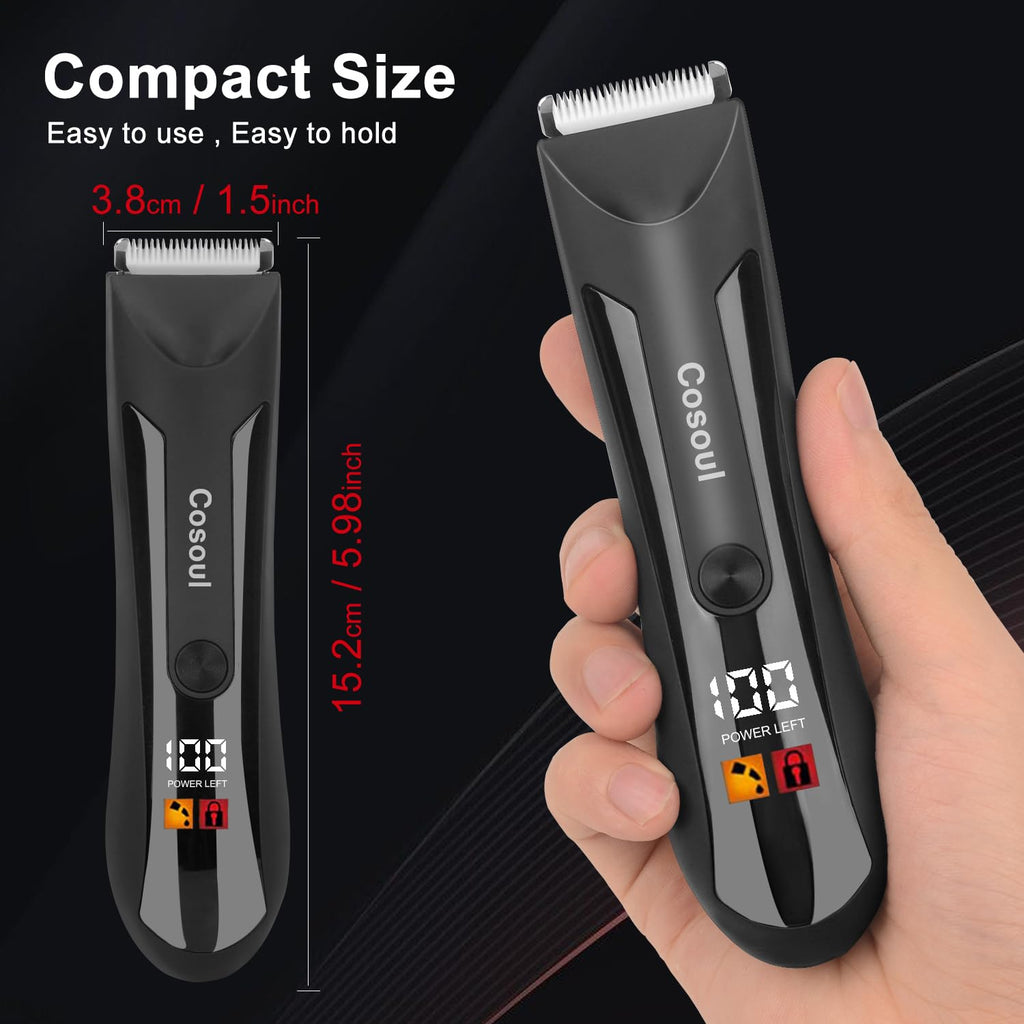 COSOUL Body Hair Trimmer for Men Professional, Electric Shaver for Pubic Hair, Chest, Legs, Compact Ball Trimmer Waterproof, Rechargeable USB C