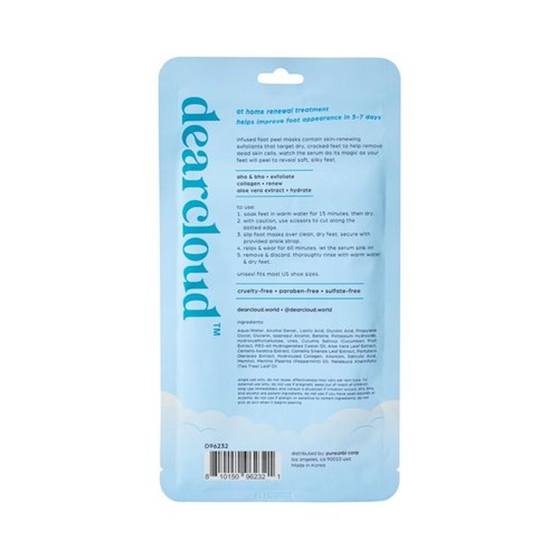 dearcloud Exfoliating Foot Peel Mask – Nourishing, Fresh Peppermint Foot Mask for Dry Cracked Feet (2 pack)