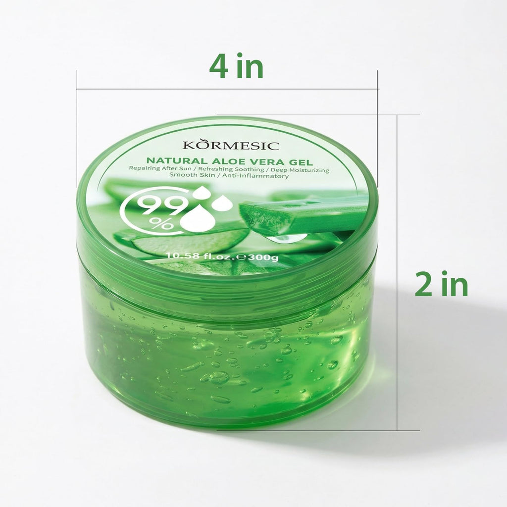 KORMESIC Aloe Vera Gel Hydrating Cream - 99% Pure Aloe Soothing Gel for Face, Body, Hair & After-Sun Care - Deep Moisturizer for Dry Skin - 300g