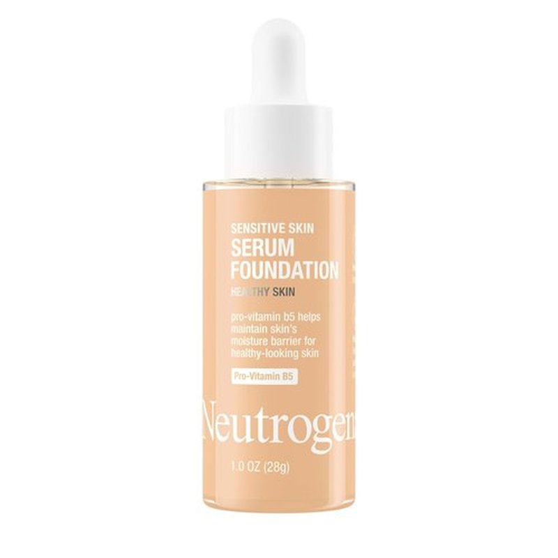 Neutrogena Healthy Skin Foundation - Sensitive Skin Serum with Pro-Vitamin B5 | Buildable Coverage, Light/Medium 02, 1 oz