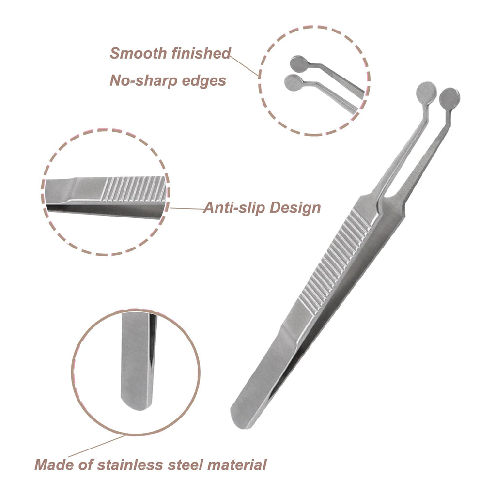 LIFTATAPA Meibomian Gland Expressor Forceps, Eyelid Gland Blockage Unblocking Tools, Stainless Steel Eyelid Massage Tweezers-Round Tip for Dry Eyes Extraction Tool(Silver)