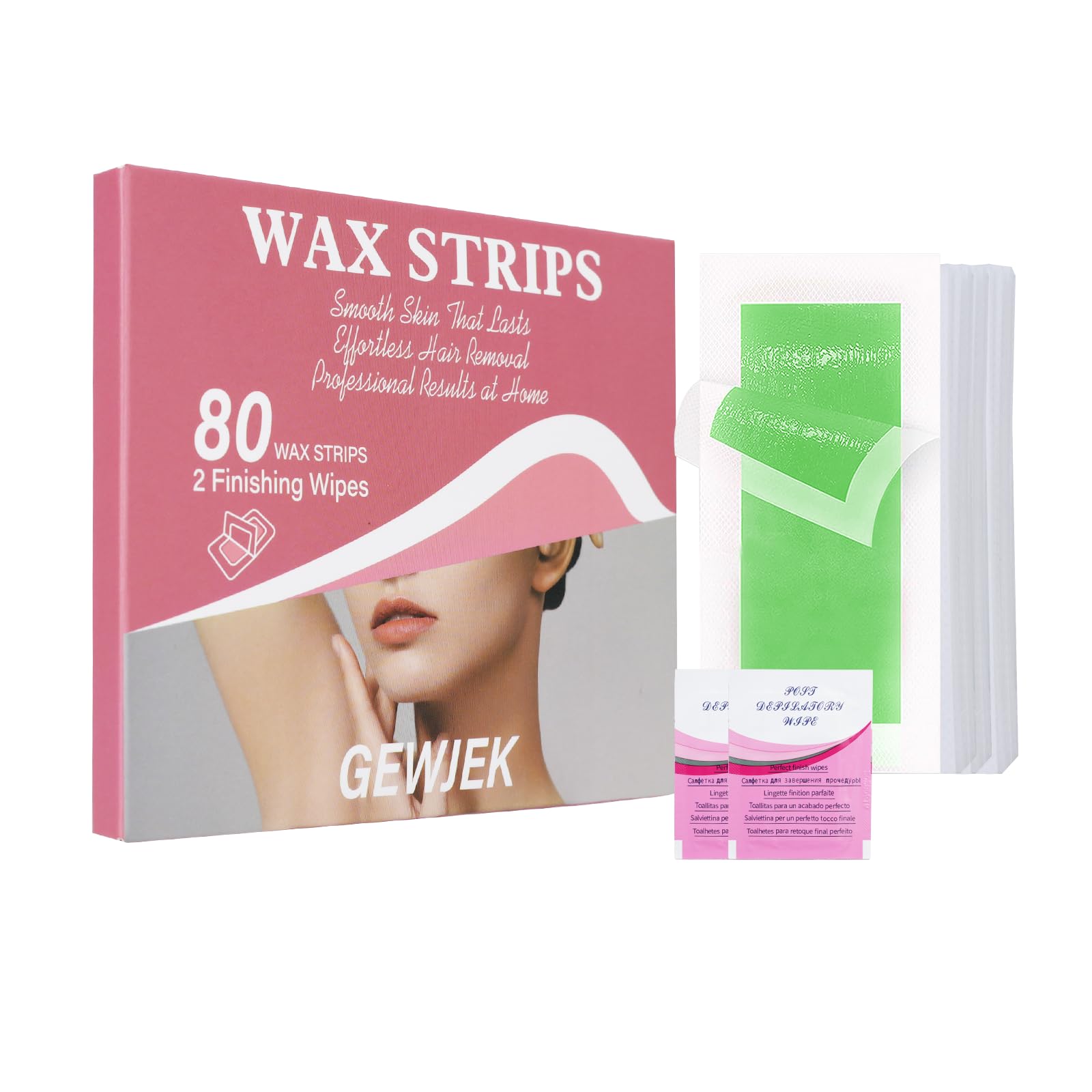 80PCS Wax Strips for Hair Removal,Waxing Kit for Women,Eyebrow Wax Strips & Facial Hair Removal,Sensitive Skin Hair Removal Friendly,Multi-Use on Face,Legs,Bikini Area,Long-Lasting Smoothness (Green)