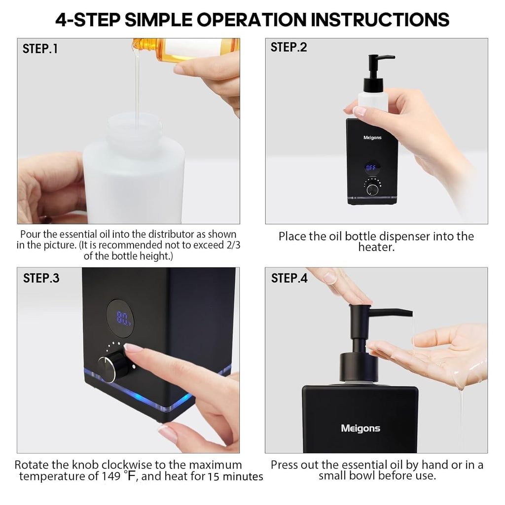 Oil Warmer for Massage, Body Lotion Heater with Two Oil Bottle Dispenser