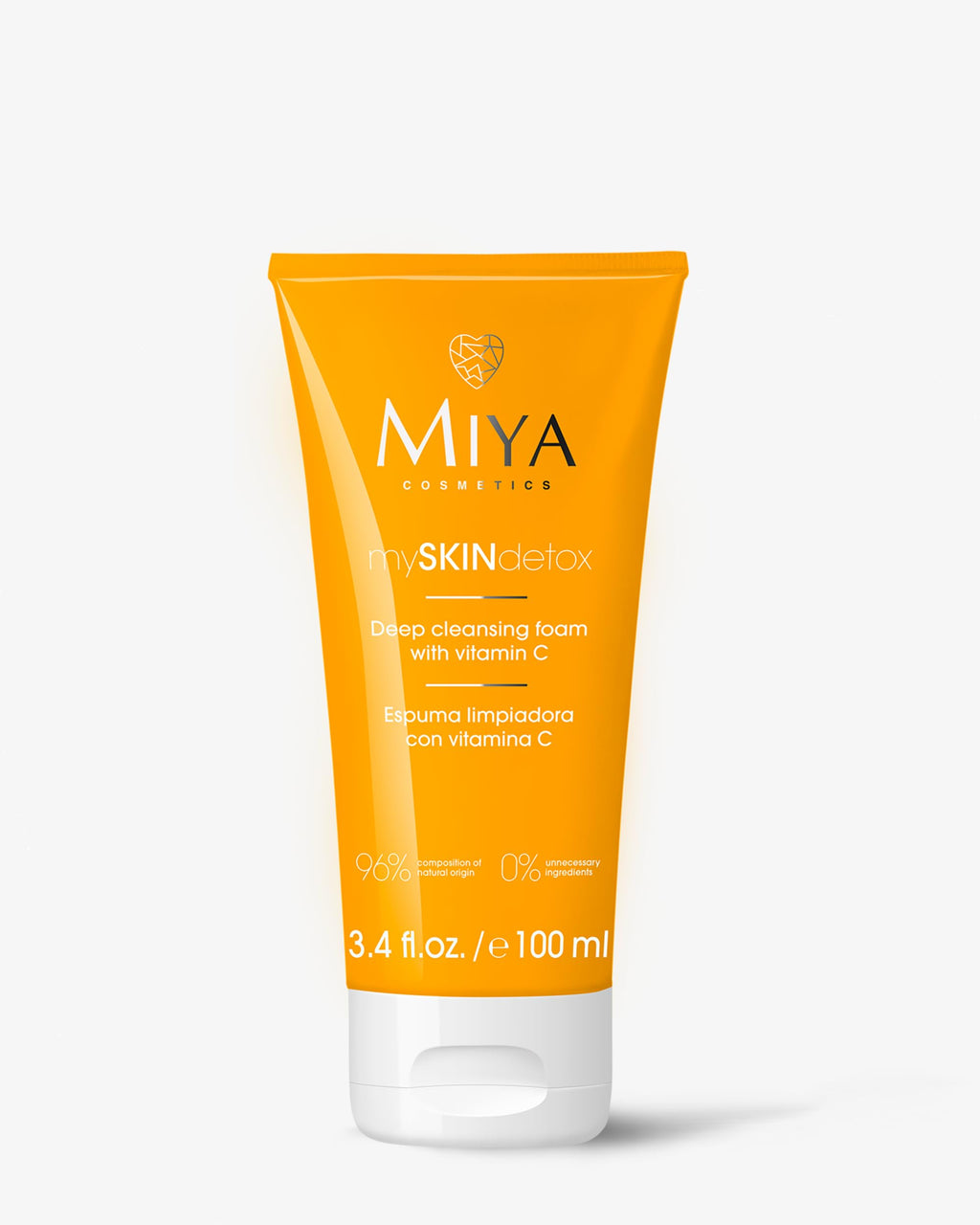 MIYA Cosmetics Vitamin C Foaming Face Wash Gentle Brightening Cleanser for Sensitive Skin, Pore-Minimizing & Refreshing Daily Formula mySKINdetox 3.4 oz