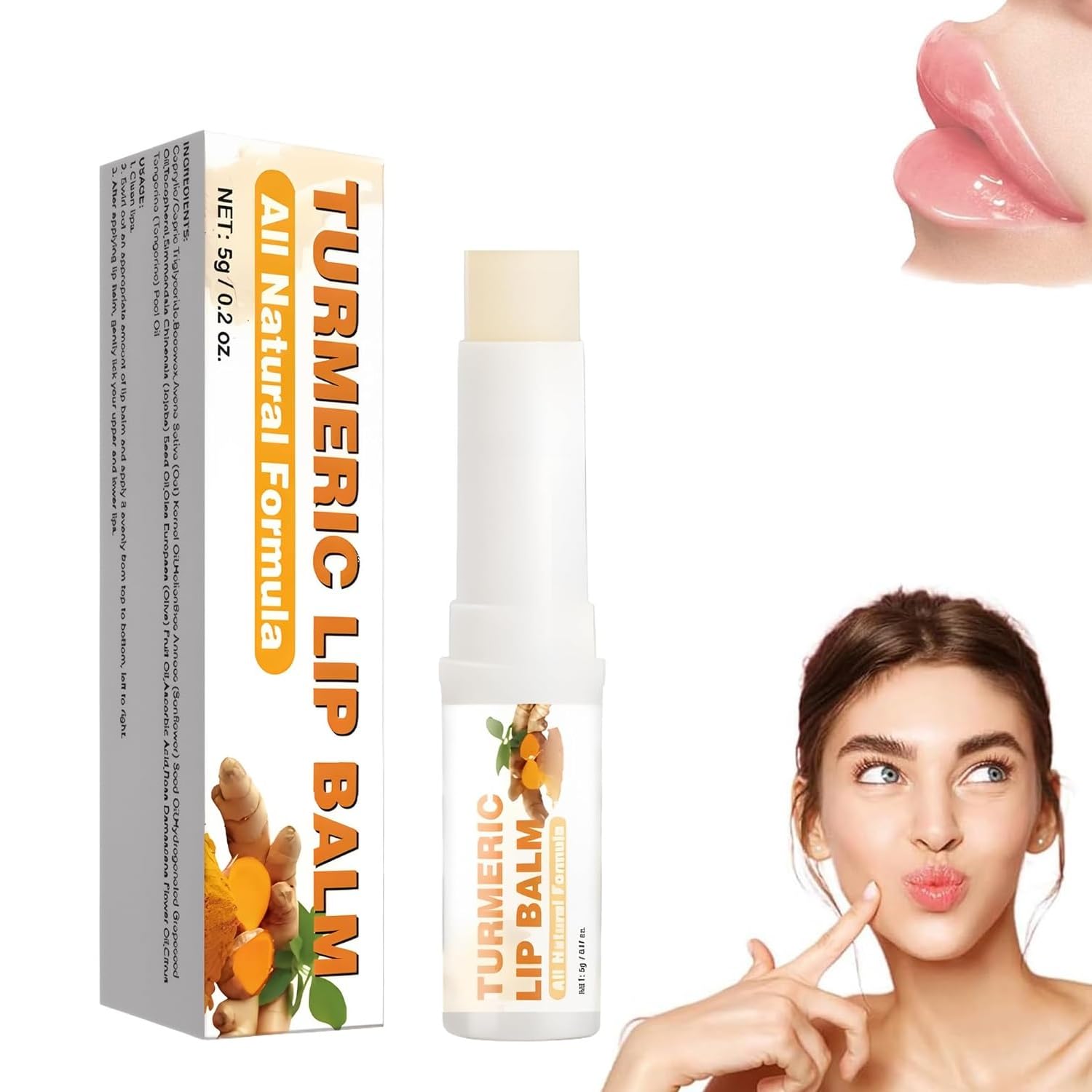 Turmeric Lip Balm for Dark Lips,Lip Lightening For Dark Lips Smoker,Lip Balm for Lip Softening & Hydration, Help Fade Lip Discoloration