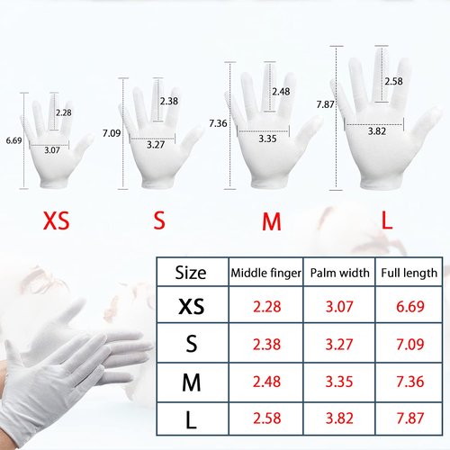 24Pcs White Cotton Gloves for Dry Hands Eczema Gloves Overnight Moisturizing Gloves for Women Cosmetic
