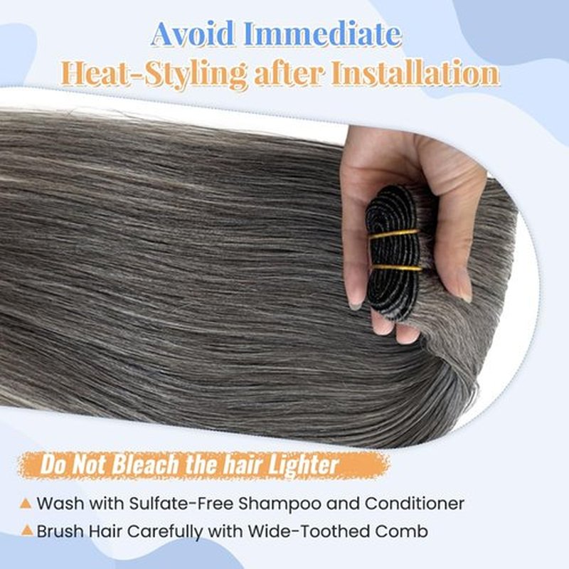 Real Human Hair Salt and Pepper Sew in Hair Extensions 14 Inch 100% Virgin Hair Bundles for Thinning Hair 80G Natural Grey White Hairpiece for Women Daily Hand Tied Double Weft Human Hairs Bundles
