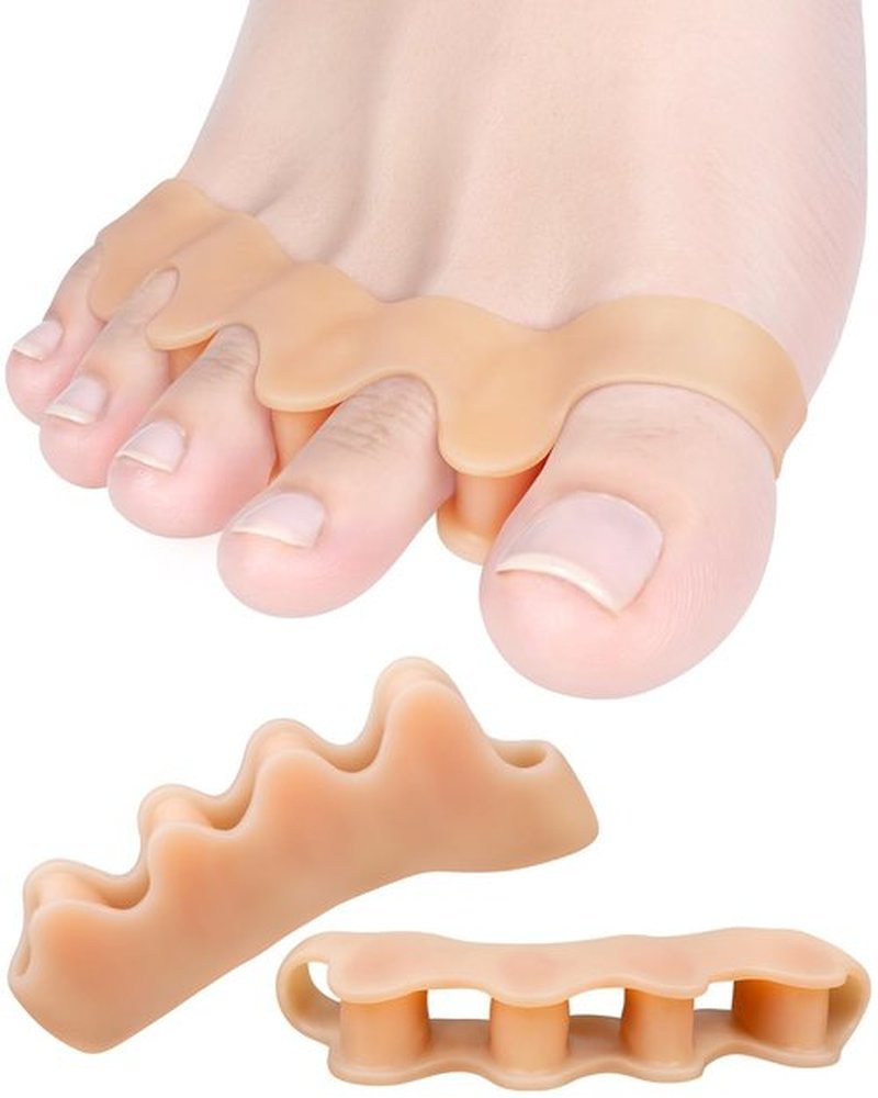 JOKHUE Silicone Toe Separators Spacers for Women and Men Bunion Corrector, Overlapping Toes Spreaders,Stretchers for Relieving Feet Plantar Fasciitis (Beige)