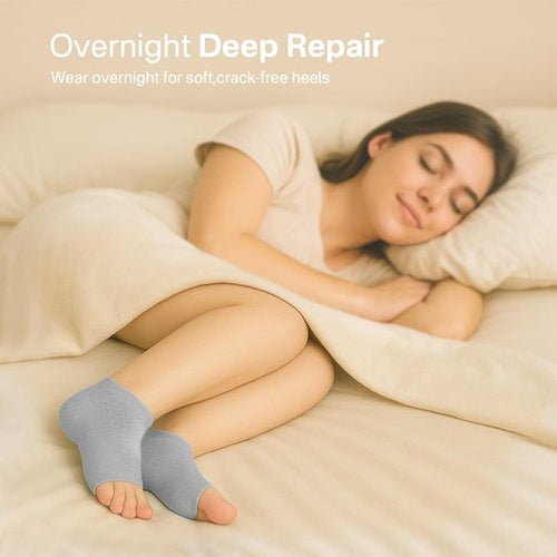 2 Pairs Gel Heel Therapy Socks – Semi-Open Mesh TPE Foot Masks Infused with Jojoba, Olive & Grape Seed Oils for Cracked Heel Repair(Light Gray) (Grey)