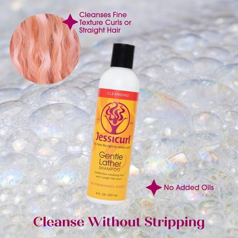 Jessicurl Gentle Lather Shampoo - Island Fantasy Scent, 8 Fl Oz | Vegan & Sulfate-Free Curly Hair Care