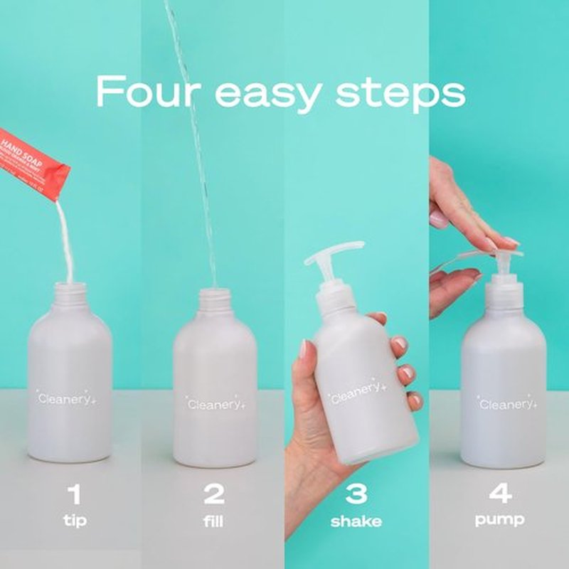 Cleanery Moisturizing Hand Soap Refill Powder Concentrate 4 Pack, 10 fl oz Refill, Blood Orange & Mint
