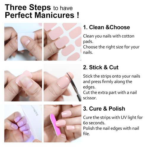 Arte Clavo Semi Cured Gel Nail Strips, 20 Pcs Gel Nail Stickers with UV Light Required, Salon Quality, Long Lasting, Easy Apply and Remove (Pink Leopard)