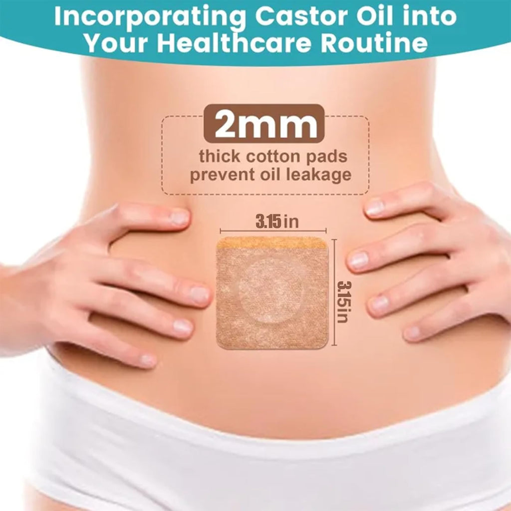 GOOPRAD 120PCS Disposable Castor Oil Belly Button Patch– Oil-Free, Self-Adhesive Cotton Core Wrap for Neck, Shoulders & Knees, No Wash, Anti-Seepage (Beige Square)
