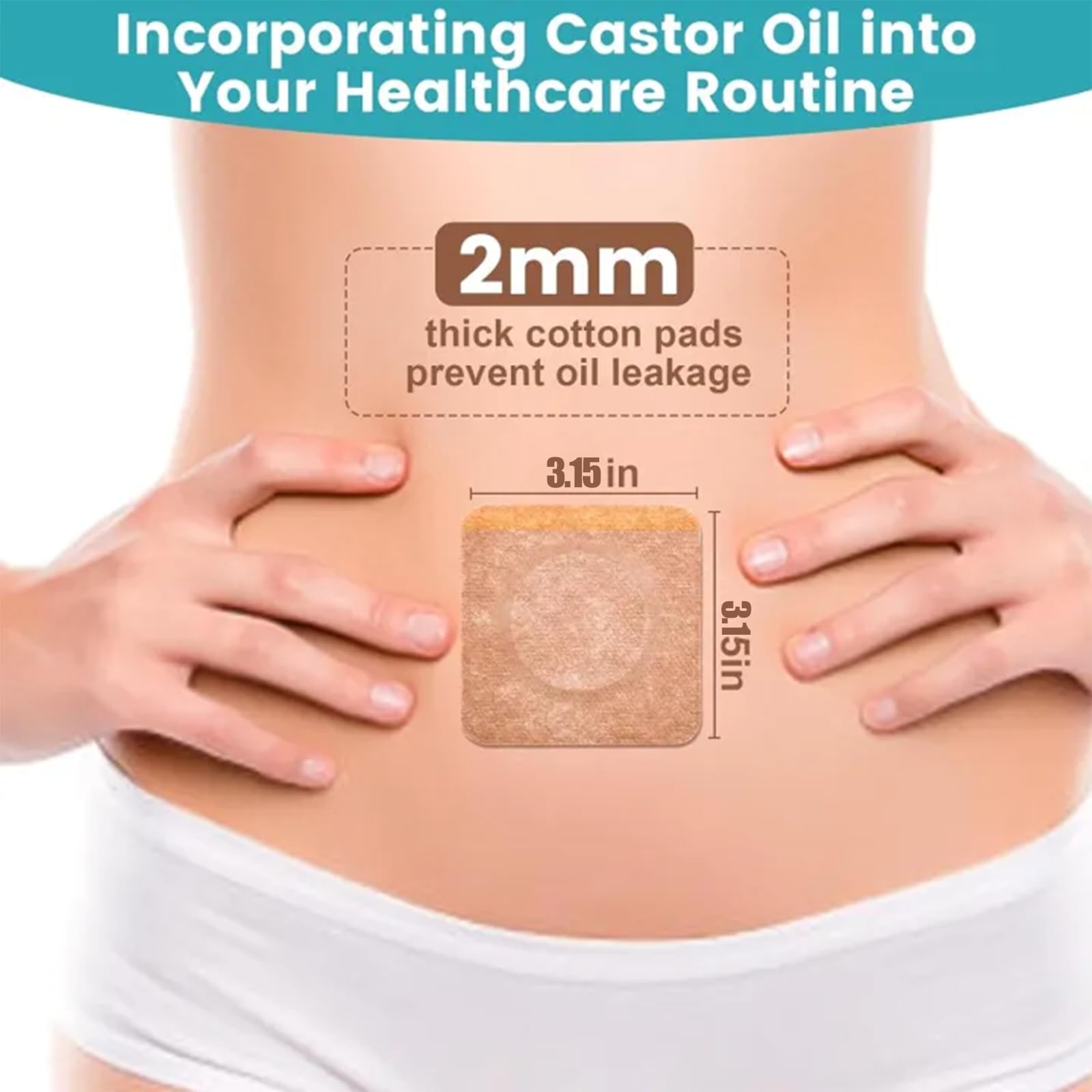 GOOPRAD 120PCS Disposable Castor Oil Belly Button Patch– Oil-Free, Self-Adhesive Cotton Core Wrap for Neck, Shoulders & Knees, No Wash, Anti-Seepage (Beige Square)