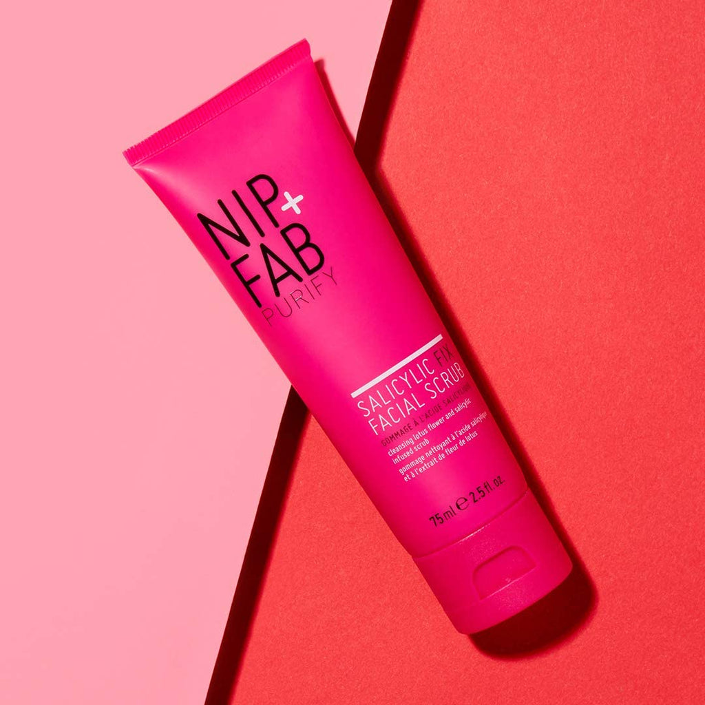 Nip + Fab Salicylic Acid Fix Scrub for Face with Vitamin E & Volcanic Rock Exfoliating Facial Cleanser Exfoliant for Pores and Oil Control, 2.5 Fl Oz