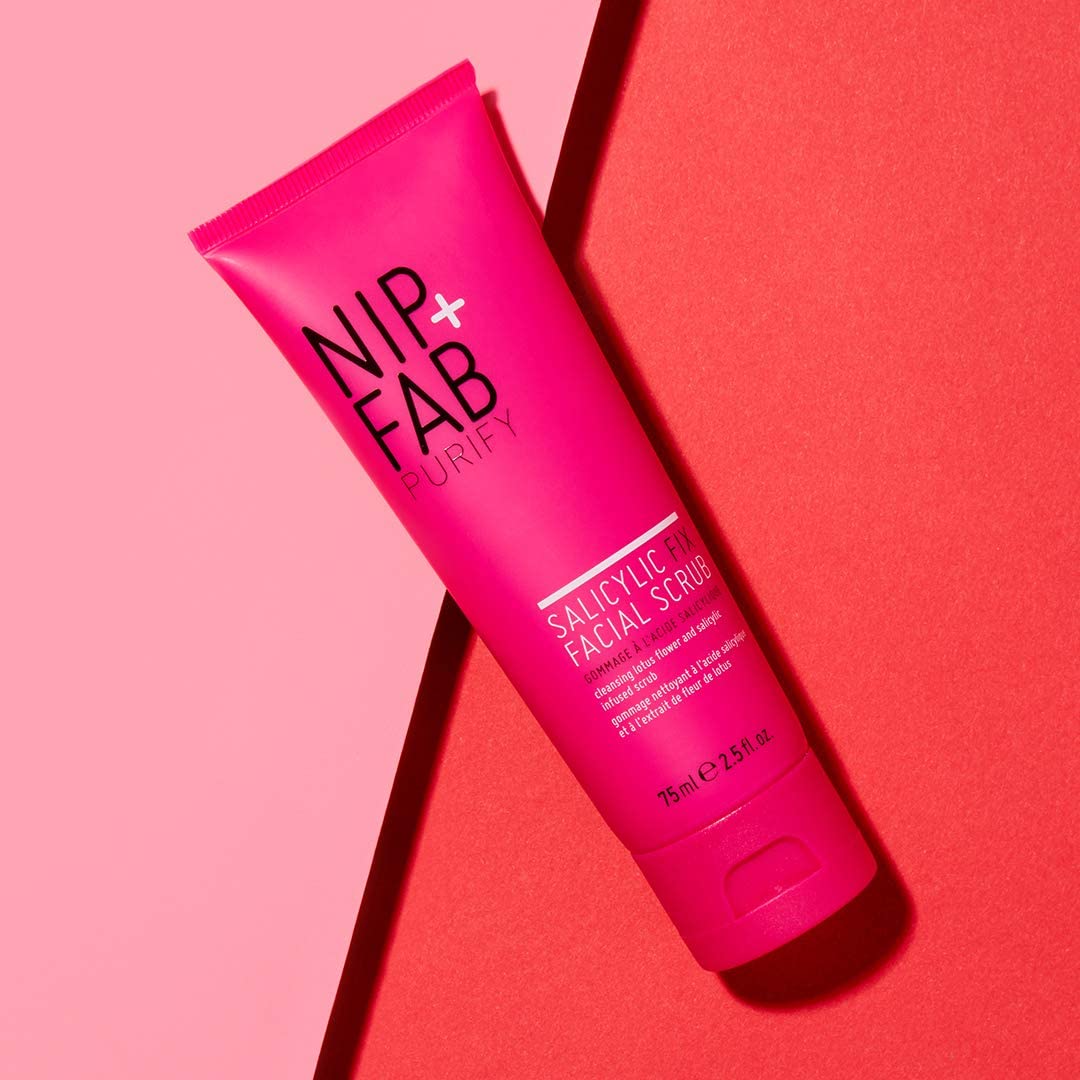 Nip + Fab Salicylic Acid Fix Scrub for Face with Vitamin E & Volcanic Rock Exfoliating Facial Cleanser Exfoliant for Pores and Oil Control, 2.5 Fl Oz