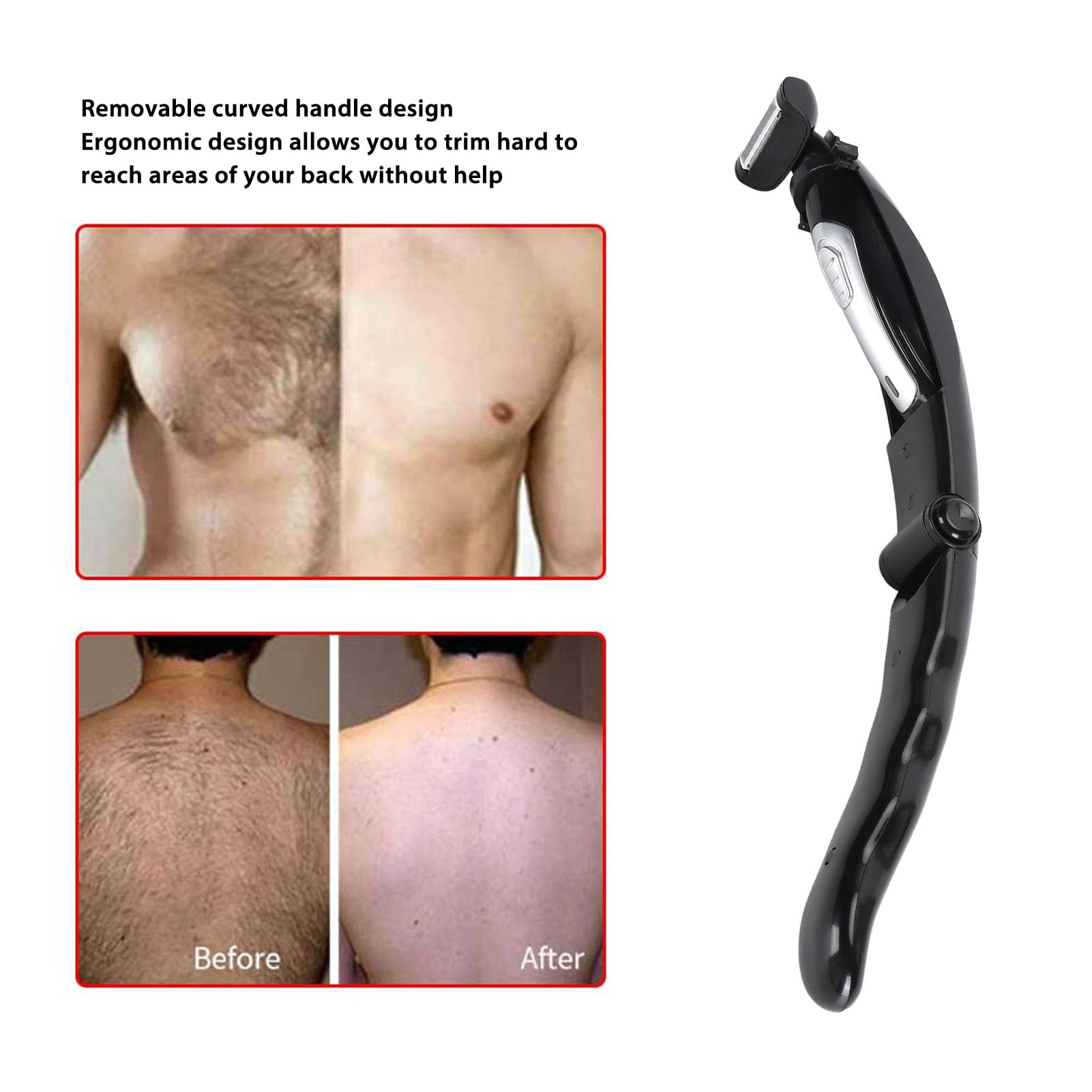 VBESTLIFE Back Shavers for Men, Body Shaver with Removable Extreme Reach Handle, Electric Back Hair Groomer, Wet and Dry Trimming