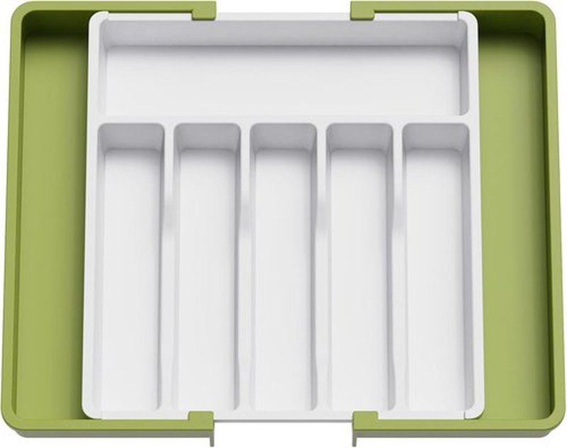 Lifewit Expandable Silverware Drawer Organizer - BPA-Free Utensil Tray for Kitchen | Adjustable 13-22 x 15" Green & White