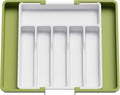 Lifewit Expandable Silverware Drawer Organizer - BPA-Free Utensil Tray for Kitchen | Adjustable 13-22 x 15" Green & White