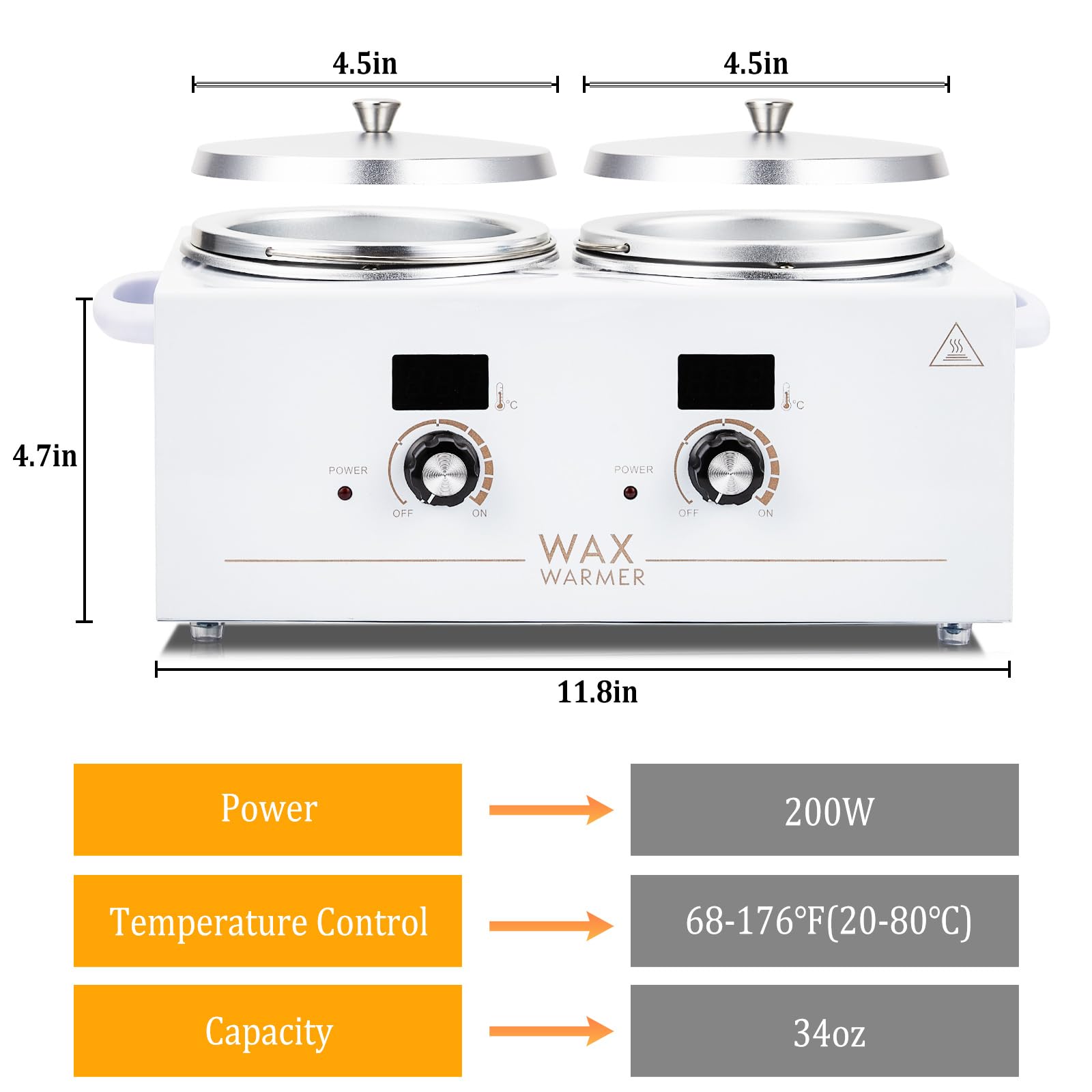 Professional Double Wax Warmer for Hair Removal, Body Wax Kit, Home Digital Waxing Heating Machine, Double Wax Pot Paraffin Facial Skin, Adjustable Temperature, for Body SPA Salon Equipment
