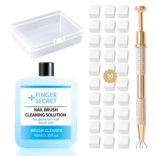 Aoboo Nail Sponges Set for Ombre Gel,Nail Art Tools Set-50Pcs Nail Sponges With Gold Grabbing Pen Nail Brush Cleaner Transparent Plastic Storage Box Used to Store Nail Art Tools