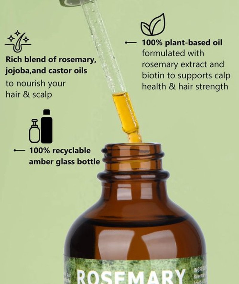 Rosemary Oil for Hair Growth 4.0oz with Jamaican Black Castor and Jojoba Oil - Nourishing Treatment for Dry, Damaged Hair, Split Ends, and Healthy Growth