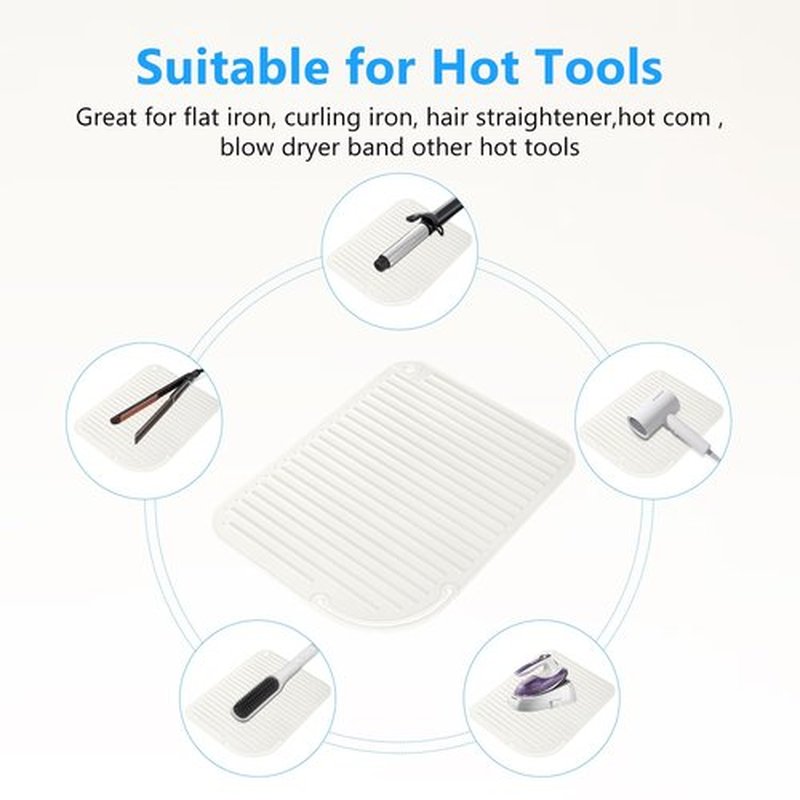 Quccefods Curling Iron Mats Oversize Heat Resistant Mat Silicone Hot Hair Tools Pad for Hair Straightener Flat Irons Hair Styling Tools Countertop Protection Portable Travel Curling Mat 11"*8.26"