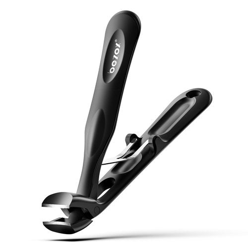 BEZOX Toenail Clippers for Thick Toenails – Long Handle Toe Nail Clippers for Thick Nails for Seniors, Angled Head Heavy-Duty Nail Cutters - Black