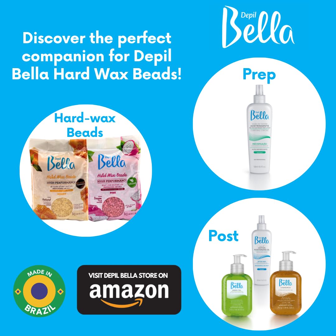 Depil Bella Brazilian Hard Wax Beads, Honey & Propolis – Professional Hair Removal for Coarse Hair – Face, Bikini, Brazilian, Legs, Underarms – Sensitive Skin, Stripless, 2.2 lbs (35.2oz) (3 PACK)