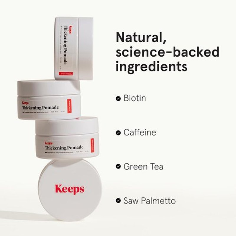 Keeps Thickening Pomade for Men - Medium Hold Matte Finish - Biotin Hair Styling - 3 Oz Travel Size