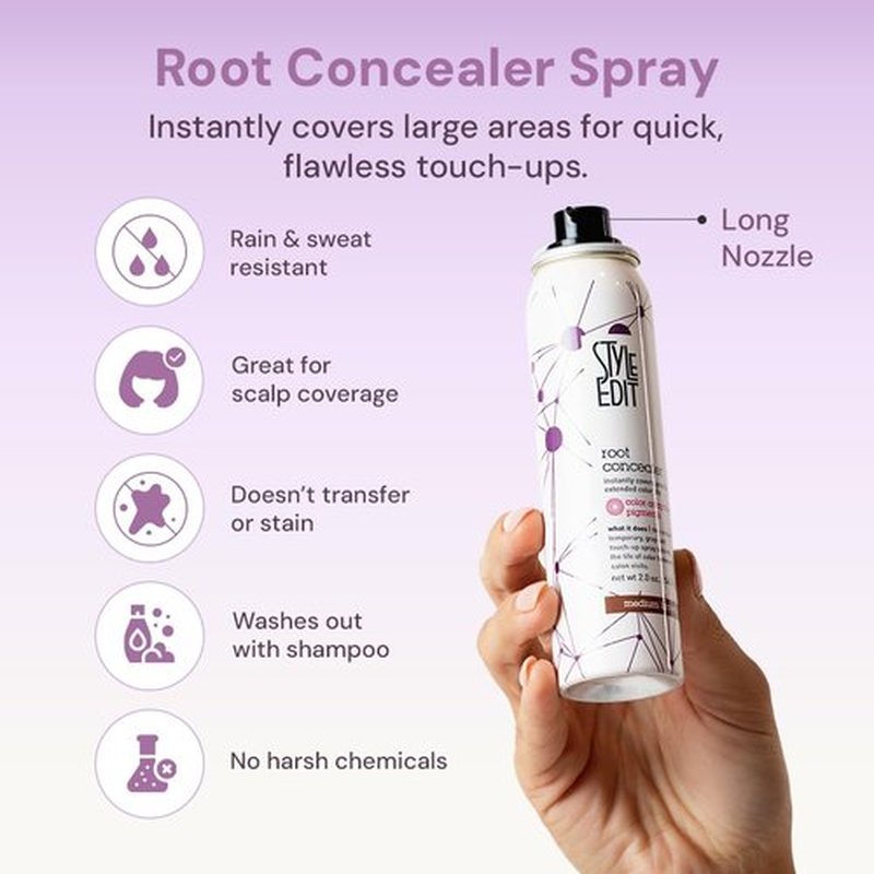 Style Edit Travel Size Root Touch Up Spray - Temporary Gray Hair Concealer | Salon-Quality, Transfer-Resistant | Medium Blonde, 0.75 oz