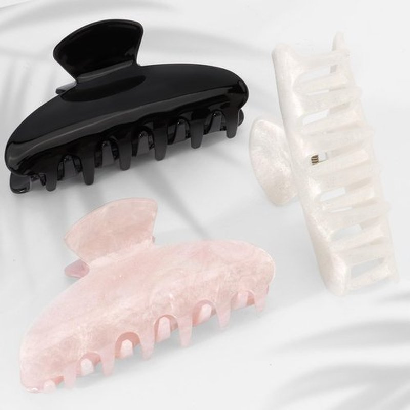 Canitor Hair Claw Clips for Women Acrylic Marbled Hair Clips for Thick Thin Hair Emi Cute Hair Accessories Teen Girl Gifts Stocking Stuffers (black,pink,white)
