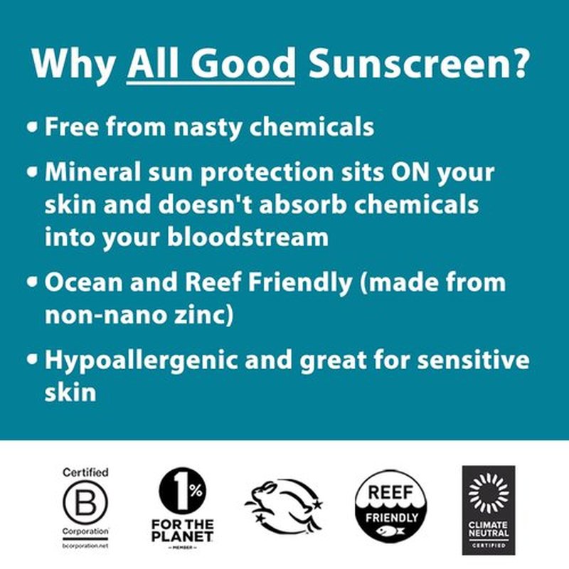All Good SPF 15 Lip Balm, Mineral & Facial Sunscreen Bundle - Broad Spectrum SPF 30+, Water Resistant - Includes (1) SPF 30 Sport Sunscreen, (1) Lip Balm SPF 15 3-Pack and (1) Facial Sunscreen