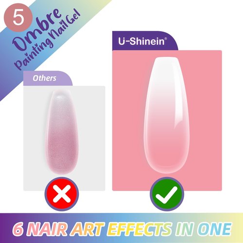 U-Shinein 12Pcs Ombre Gel Nail Polish Set,Spring Summer Colorful Painting Nail Gel with 100Pcs Nail Sponges & 4 Claws Metal Grabber for Diy Nail Art（C）