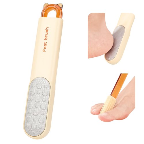 Foot Callus Remover, Foot File Callus Remover for Feet, Double Sided Foot Scrubber with Soft Silicone Brush (Yellow)