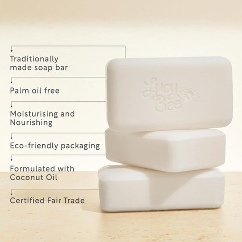 Lucy Bee Certified Organic & All Natural Soap Bar, Moisturizing & Rejuvinating, Dermatologist Approved for Sensitive Skin, Unscented & 100% Palm Oil Free, 5.3oz