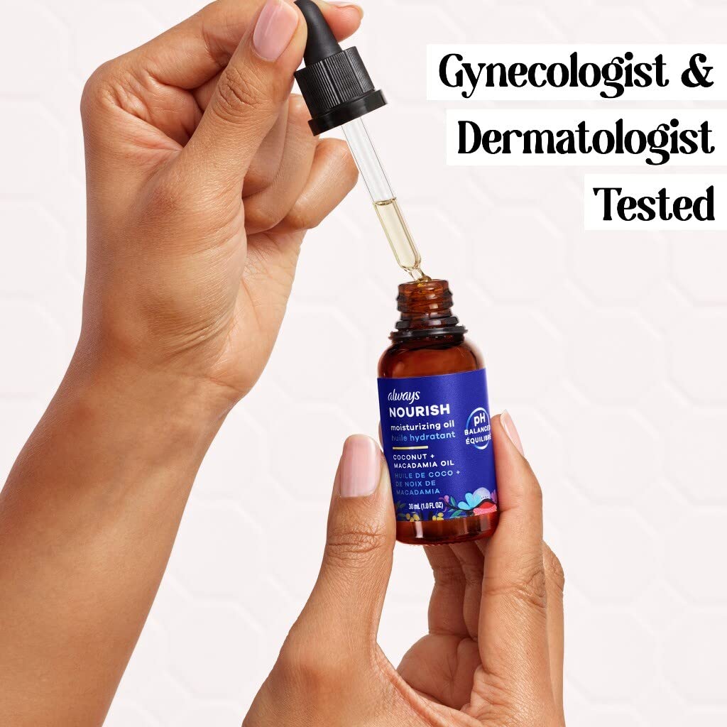 Always Nourish Moisturizing Oil for Intimate Skin, Helps Nourish Dry, Irritated Intimate Skin, Fragrance-Free, 30 mL