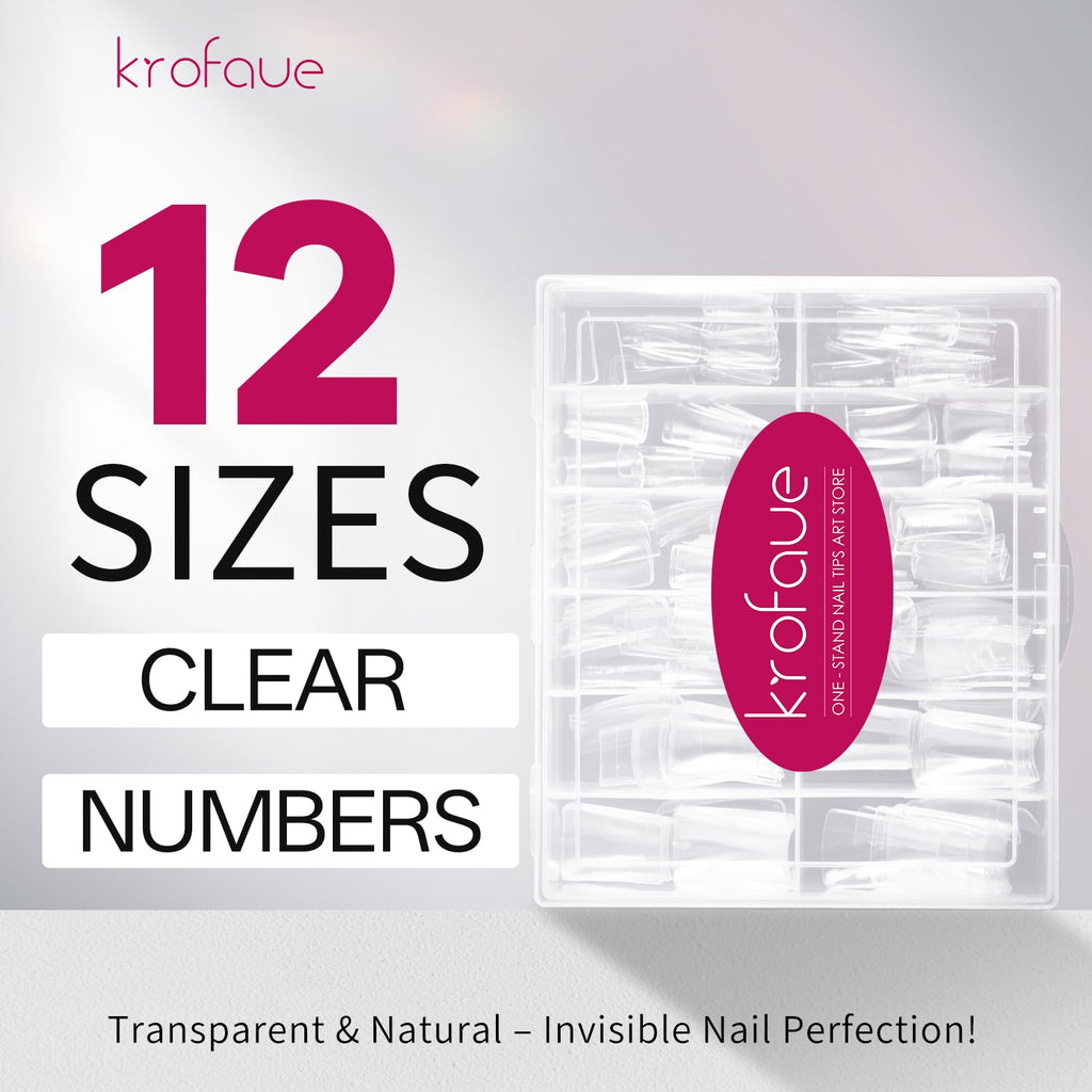 krofaue Duck Nail Tips - Clear Soft Gel Curved Nail Tips