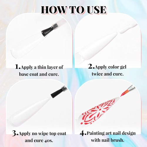 U-Shinein 2Pcs Nail Sculpting Gel,Non Wipe 3D Painting Nail Polish Gel with Nail Painting Pen for Art Carving Modeling,Rub Chrome Nail Powder,and Nail Painting UV/Led Manicure DIY, Black & White