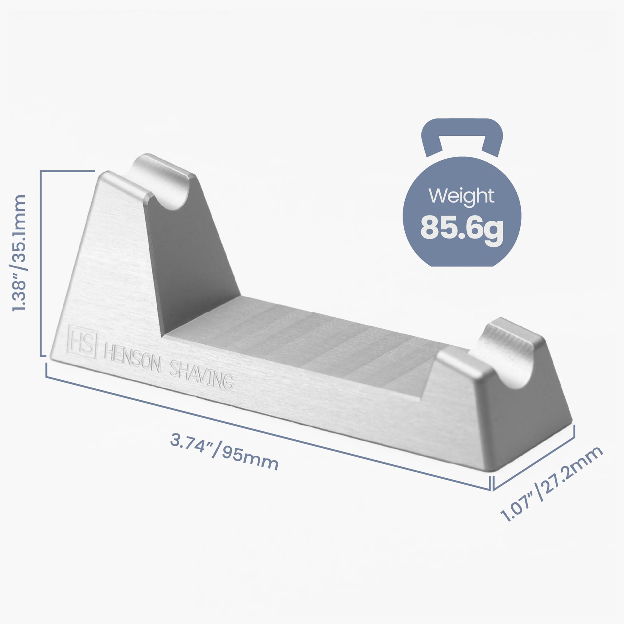 Henson Shaving Machined Aluminum Safety Razor Stand Weighted Non-Slip Base Holder for Optimal Drying Angle - Countertop Storage for Henson Razors