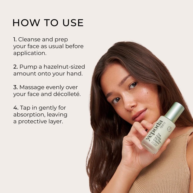 Yepoda Make My Day Cream – Hydrating Daily Moisturizer with Cica, Nourishing Vegan Korean Face Cream for Radiant-Looking Skin, Suitable for All Skin Types, 1.69 fl oz