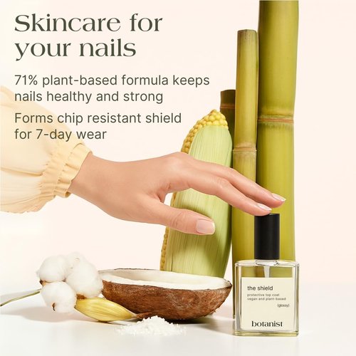 Botanist The Shield | High Shine Top Coat | Fast Drying, Chip Resistant, 7-Day Wear | Protects Nails and Enhances Manicure | 71% Plant-Based and Vegan